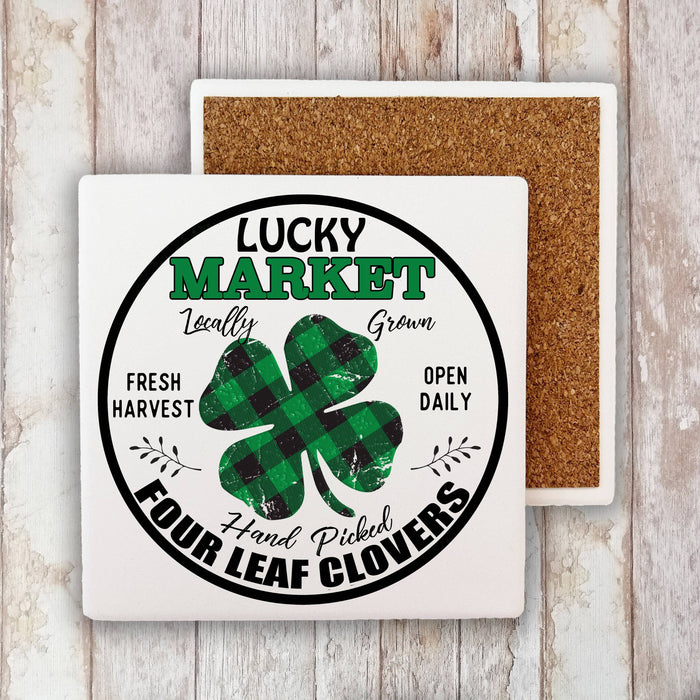 St Patricks Day Lucky Market Cotton Stone Coaster