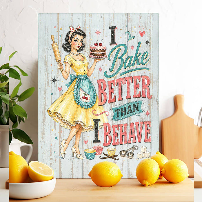 Funny I Bake Better than I Behave Glass Cutting Board
