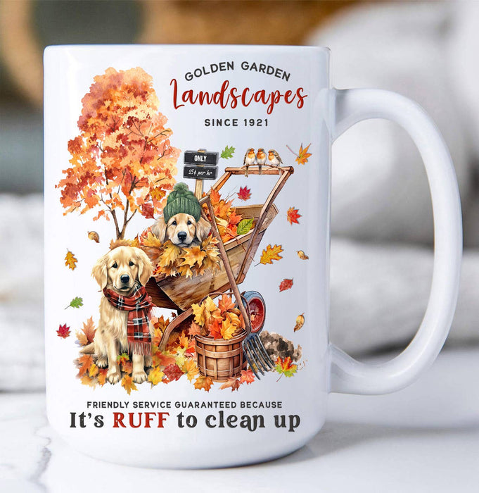 Autumn Fall Golden Retriever Gardens Coffee Mug