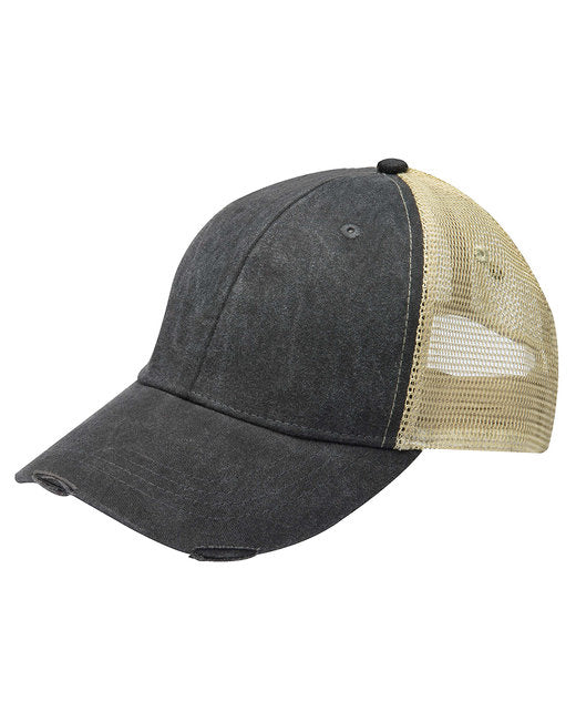 Dog Paw Leather Patch Distressed Mesh Snapback Hat