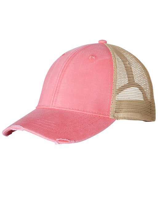 Dog Paw Leather Patch Distressed Mesh Snapback Hat