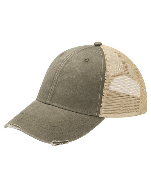 Dog Paw Leather Patch Distressed Mesh Snapback Hat