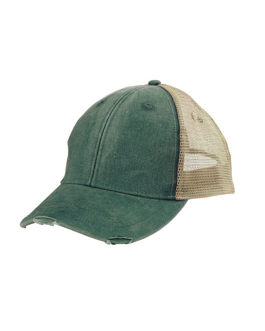 Dog Paw Leather Patch Distressed Mesh Snapback Hat