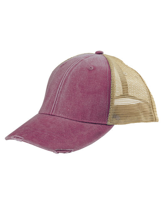 Dog Paw Leather Patch Distressed Mesh Snapback Hat