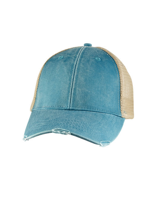 Dog Paw Leather Patch Distressed Mesh Snapback Hat