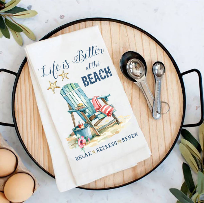 Coastal Life is better at the Beach Flour Sack Tea Towel