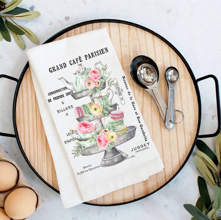Vintage French Parisiean Tea Macarons Cotton Tea Towels