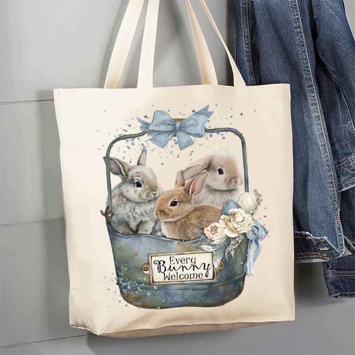 Easter Every Bunny Welcome Farmhouse 12 oz Canvas Tote Bag