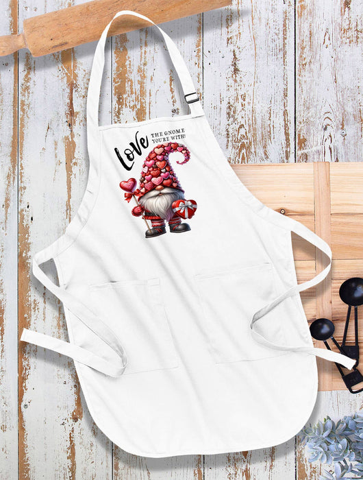 Valentine Chocolate Gnome Love Kitchen Cotton Apron