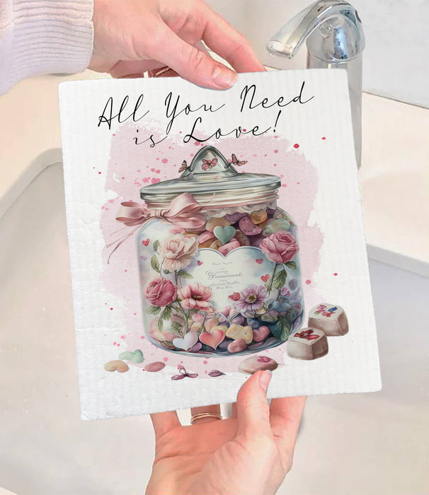 Valentine Candy Jar Need Love SWEDISH DISH CLOTH