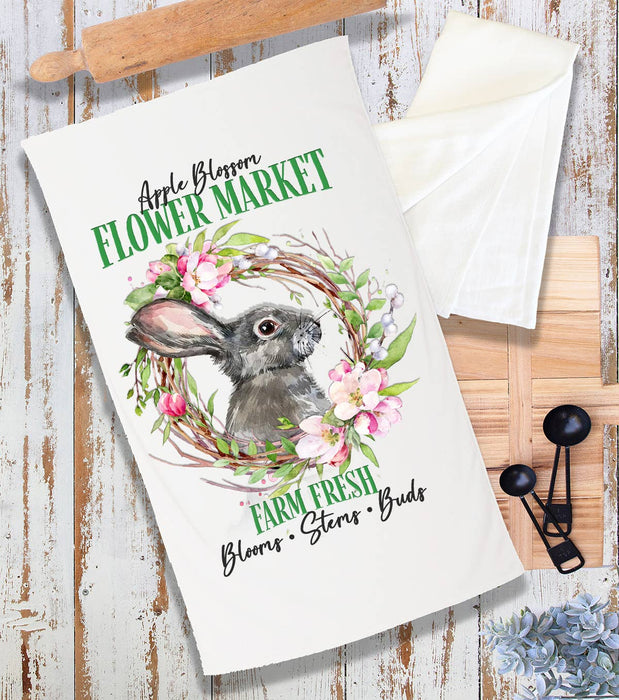 Flower Market Bunny Spring Terry Cloth Towel