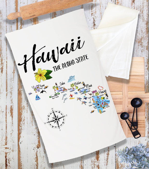 Hawaii State Map Souvenir  Terry Cloth Towel