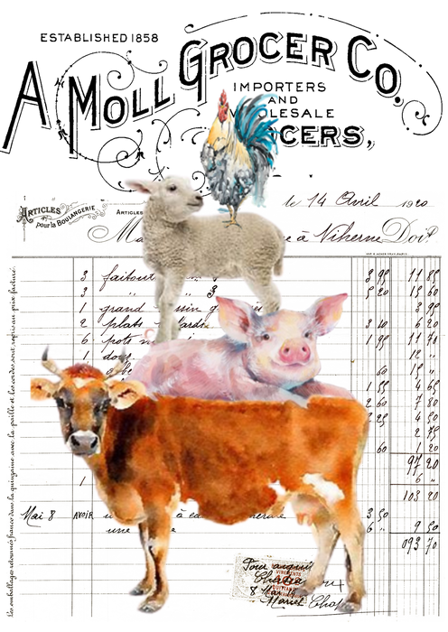 Vintage Farm Animals Grocers
