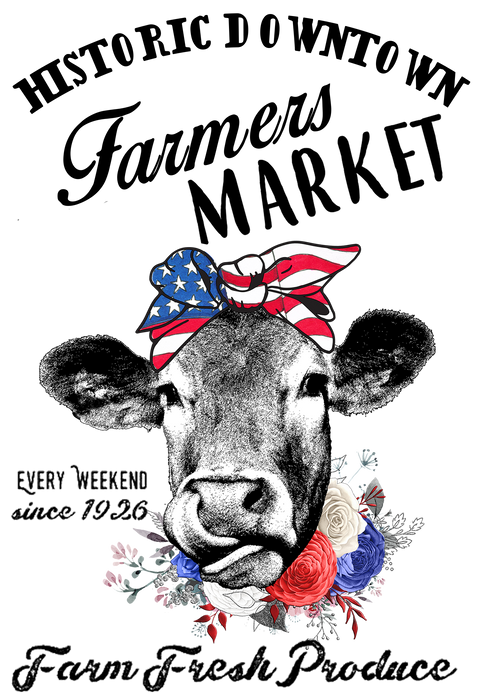 Farmers Market Patriotic Cow