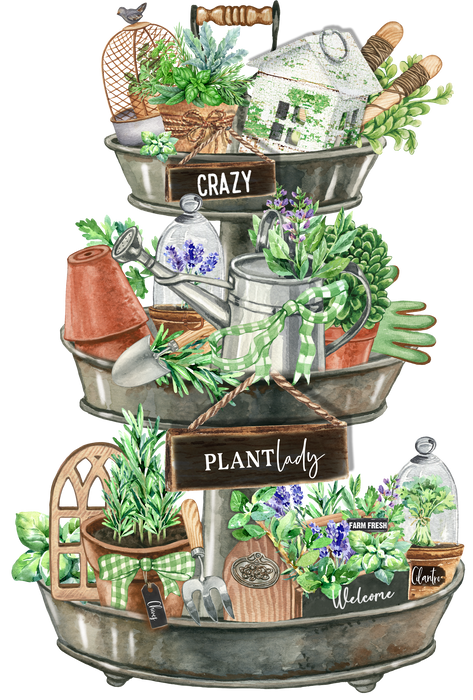 Crazy Plant Lady 3 Tier Tray Herbs