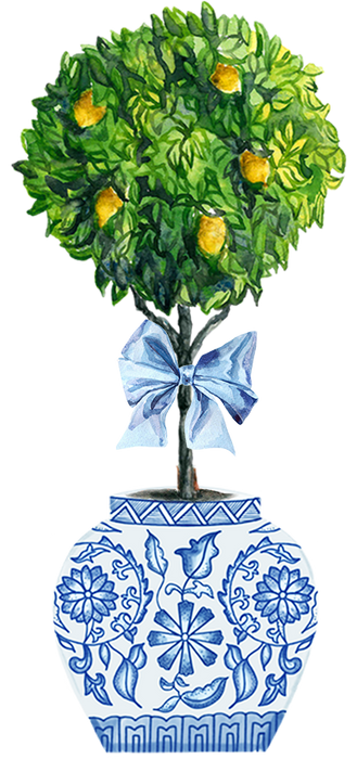 Blue & White Chinoiserie Topiaries Lemon Tree