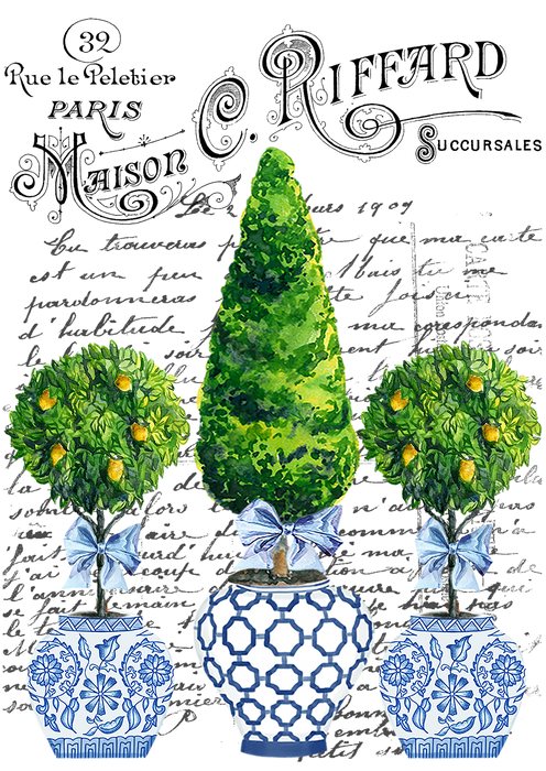 Blue & White Chinoiserie Topiaries Trees