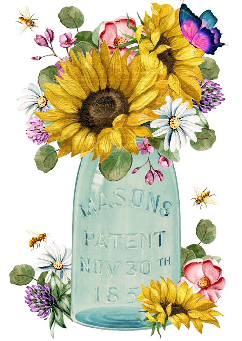 Country Mason Jar Sunflowers