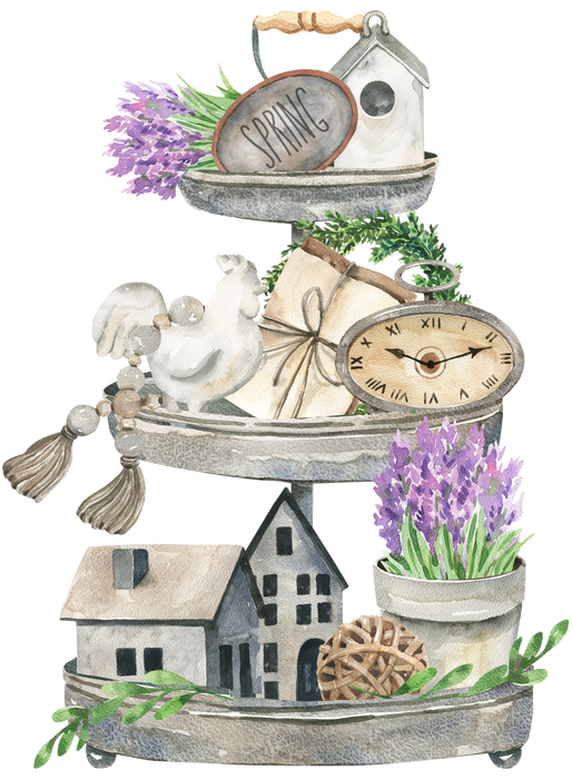 Country Lavender 3 Tier Tray