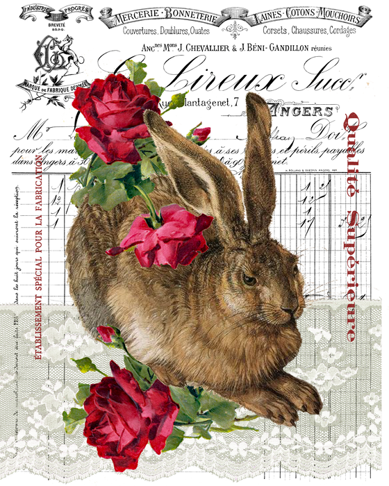 Vintage French Bunny Roses Spring