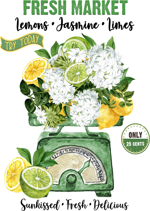 Fresh market Lemons Jasmine Limes 12 oz Canvas Tote Bag