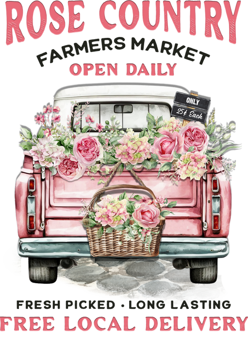 Country Rose Pink Pick Up Truck