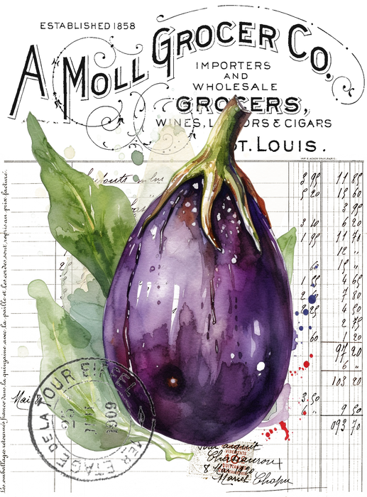 Vintage Farmhouse Eggplant Vegetables