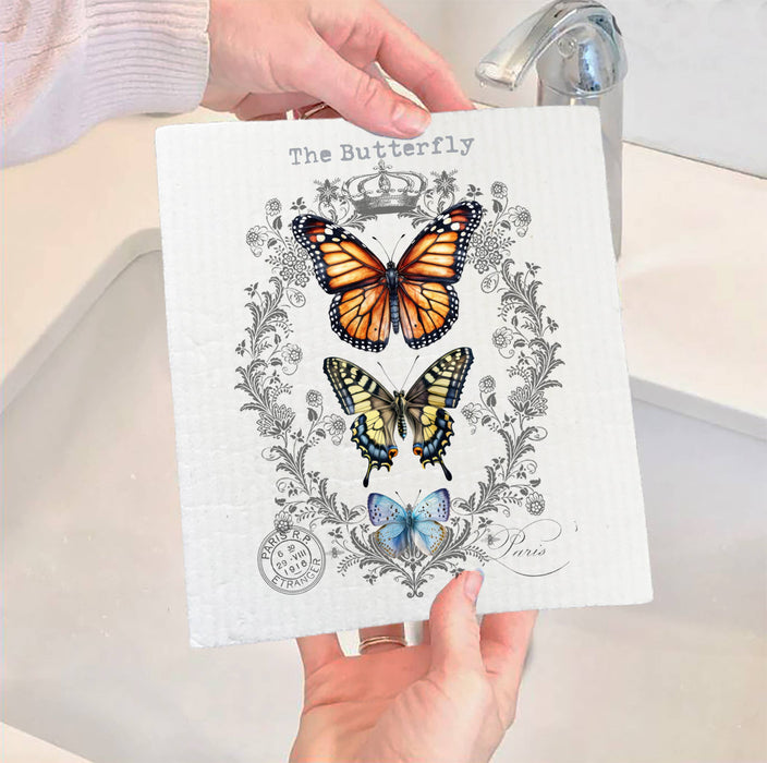Vintage Butterflies Paris SWEDISH DISH CLOTH