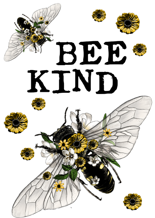 Bee Kind Vintage Flowers Bees