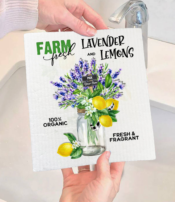 Country Lavender and Lemons SWEDISH DISH CLOTH