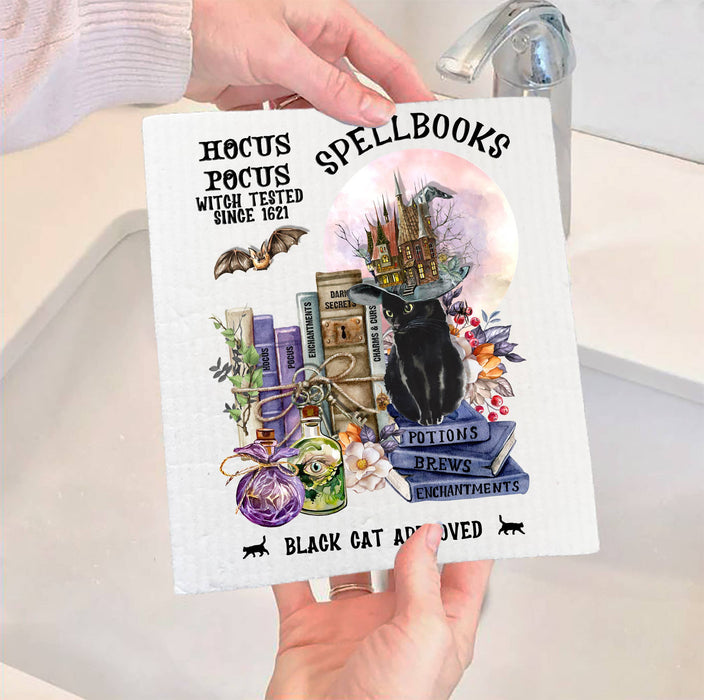Halloween Hocus Pocus Spellbooks SWEDISH DISH CLOTH
