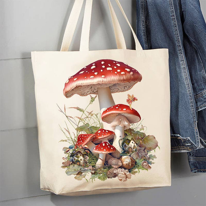 Red & White Mushrooms Faires Canvas Tote Bag