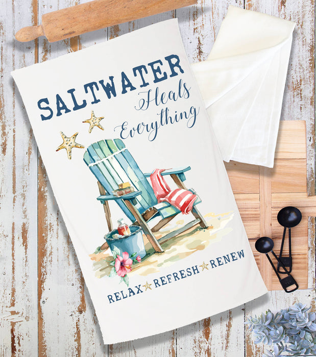 Saltwater Heals Everything Beach Terry Cloth Towel