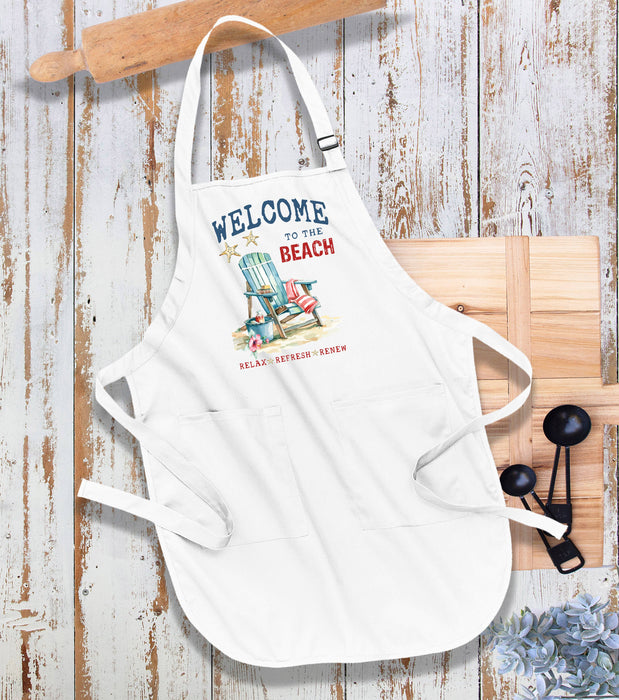 Coastal Welcome to the Beach Kitchen Cotton Apron