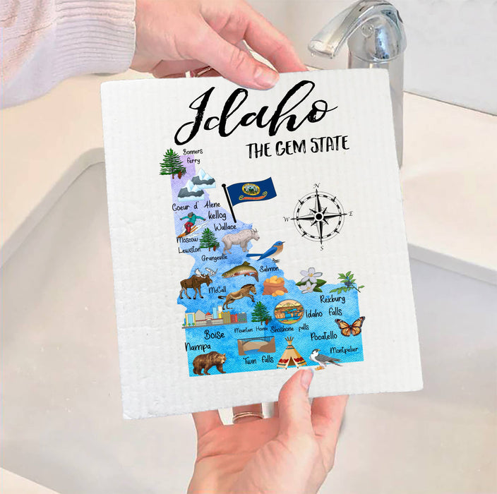 Idaho State Map Souvenir  SWEDISH DISH CLOTH