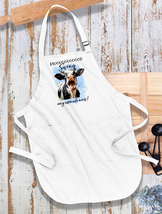 Mood Swing Any Minute Cow Funny Kitchen Cotton Apron