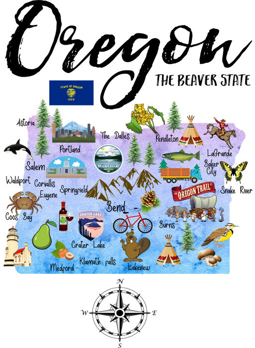 Oregon State Map Souvenir