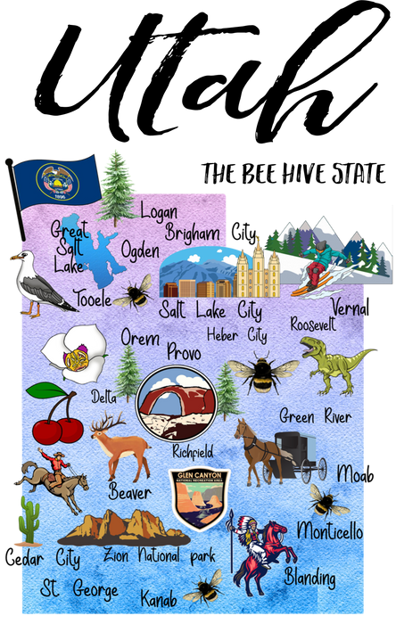 Utah State Map Souvenir