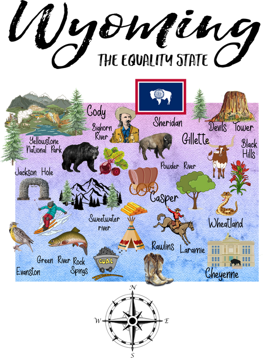 Wyoming State Map Souvenir
