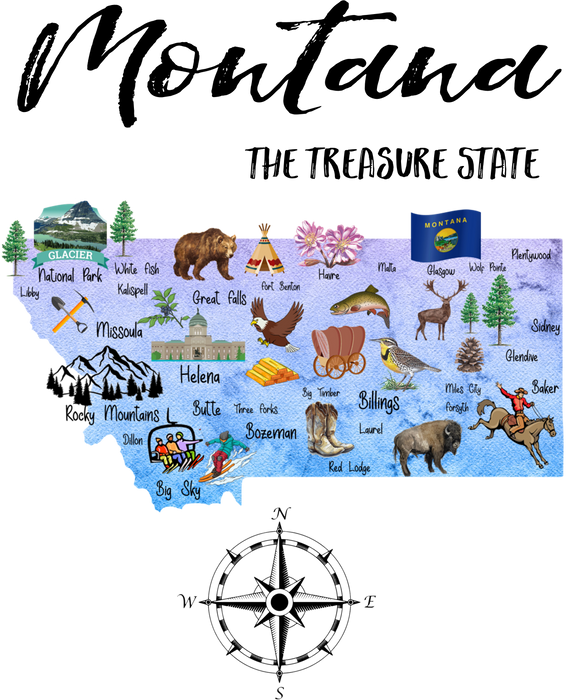Montana State Map Souvenir