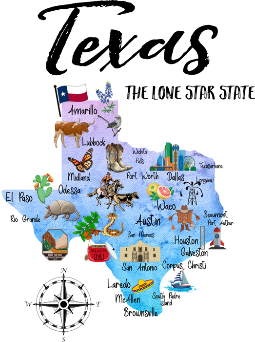 Texas State Map Souvenir