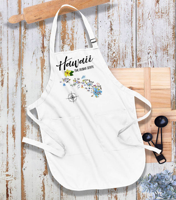 Hawaii State Map Souvenir  Kitchen Cotton Apron