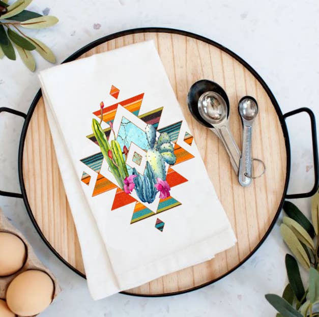 Western Aztec Cactus Southwestern Cotton Tea Towel