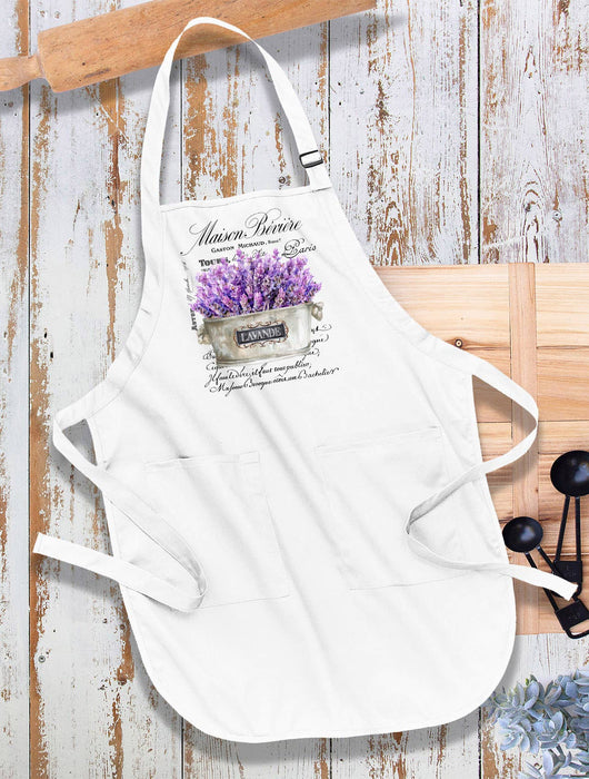 Vintage French Lavender Paris Kitchen Cotton Apron