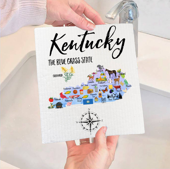 Kentucky State Map Souvenir SWEDISH DISH CLOTH