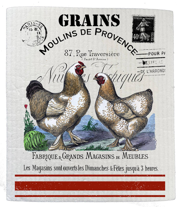 French Country Farm Chickens Kitchen SWEDISH DISH CLOTH