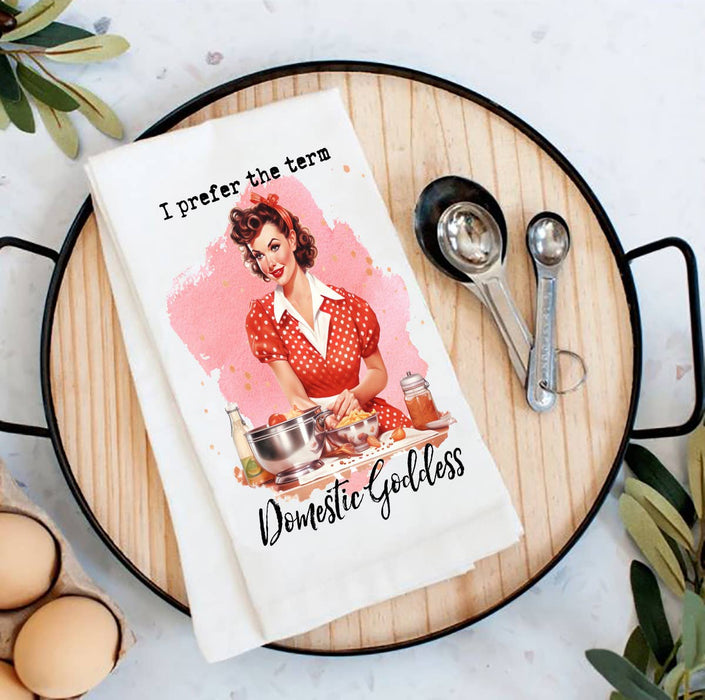 Domestic Goddess Retro Housewife Flour Sack Tea Towel