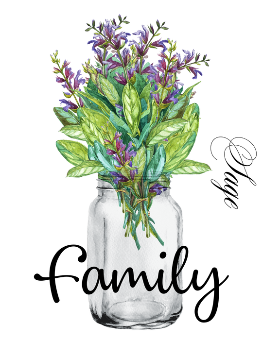 Family Flowers Mason Jar Sage