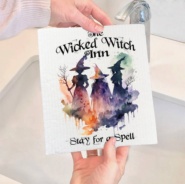 Halloween Stay for a Spell Witches SWEDISH DISH CLOTH