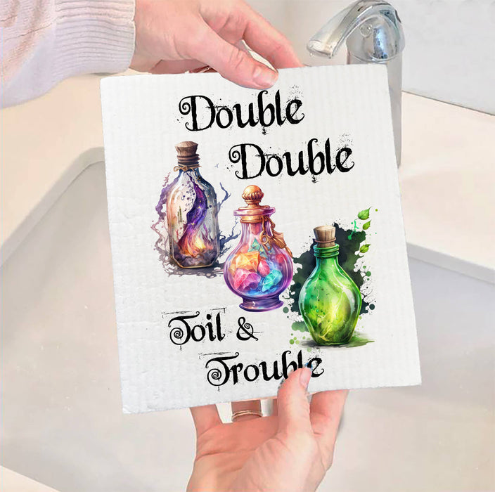 Halloween Double Toil & Trouble SWEDISH DISH CLOTH